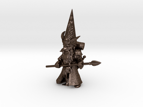 18" Guardin'Gnome with Spear in Polished Bronze Steel