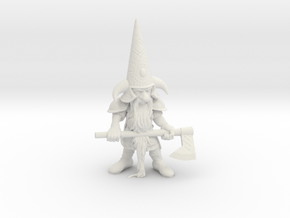 6" Guardin'Gnome with Axe in White Natural Versatile Plastic