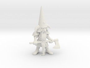 12" Guardin'Gnome with Axe in White Natural Versatile Plastic
