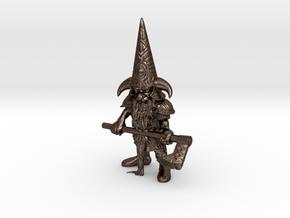 18" Guardin'Gnome with Axe in Polished Bronze Steel