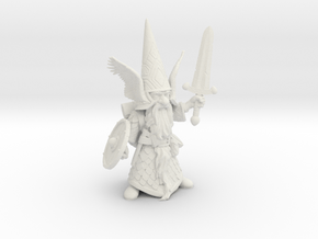 6" Guardin'Gnome with Sword in White Natural Versatile Plastic
