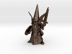 12" Guardin'Gnome with Sword in Polished Bronze Steel