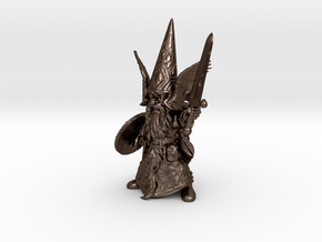 18" Guardin'Gnome with Sword in Polished Bronze Steel