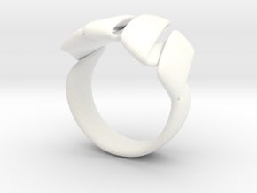 Curl ring 4 parallel lines in White Processed Versatile Plastic: 8 / 56.75