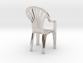 Plastic chair Pendant/miniature (37mm) in Rhodium Plated Brass