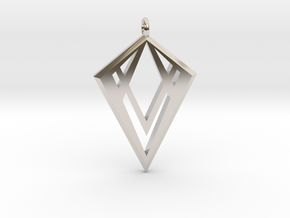 Small Diamond Pendant in Rhodium Plated Brass