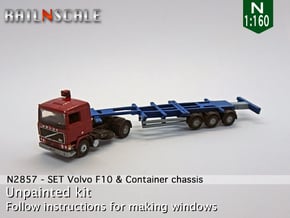 SET Volvo F10 & Container chassis (N 1:160) in Tan Fine Detail Plastic