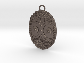 Celtic Tree Pendant in Polished Bronzed Silver Steel