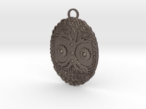 Celtic Tree Pendant in Polished Bronzed Silver Steel