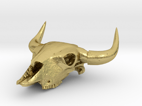 Bison Skull Pendant in Natural Brass