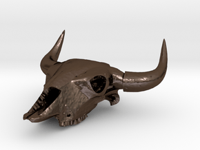 Bison Skull Pendant in Polished Bronze Steel