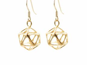 Icosahedron Earrings - Yin in Natural Brass