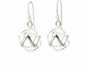 Icosahedron Earrings - Yin in Natural Silver