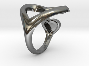 2 heart ring in Fine Detail Polished Silver: 7 / 54