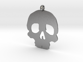Skull necklace charm in Natural Silver