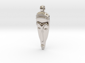Mask Pendant  in Rhodium Plated Brass