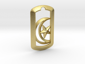 Crescent Star in DogTag in Natural Brass: d3