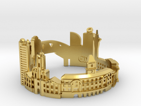 Auckland- Skyline Cityscape Ring in Polished Brass: 8 / 56.75