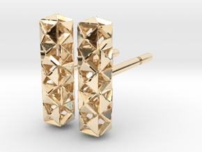 Earring Studs Pyramid Hollow pattern in 14K Yellow Gold