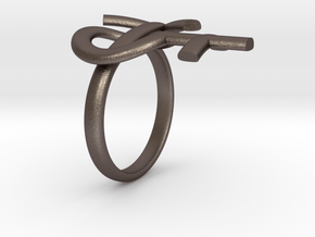 Male Female Ring in Polished Bronzed Silver Steel
