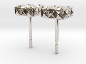 3D Pyramid Square Hollow Studs in Platinum