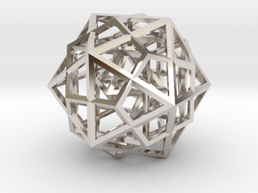 Nested Platonic Solids 60 mm in Rhodium Plated Brass