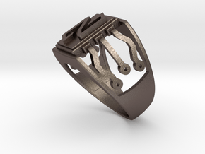 Nuls Circuits Ring in Polished Bronzed-Silver Steel: 8 / 56.75