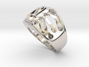 Nuls Circuits Ring in Rhodium Plated Brass: 8 / 56.75