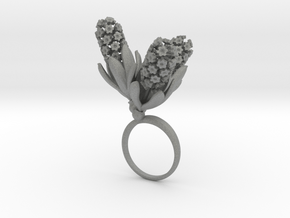 Ring with three large flowers of the Hyacinth in Gray PA12: 8.75 / 58.375
