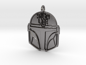 Molon Labe Mandalorian Helmet Keychain/Pendant in Polished Nickel Steel