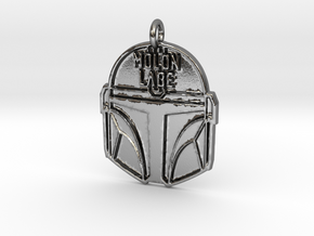 Molon Labe Mandalorian Helmet Keychain/Pendant in Polished Silver