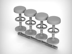 50's soda fountain bar stool 01. 1:32 Scale  in Gray PA12