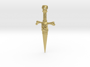 Skull Dagger Keychain in Natural Brass