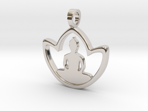 Buddha in Lotus - Amulet in Rhodium Plated Brass