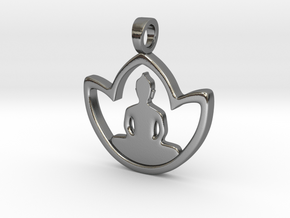 Buddha in Lotus - Amulet in Polished Silver