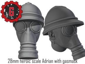 28mm heroic scale gas mask with Adrian Helmet in Tan Fine Detail Plastic: Small