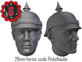 28mm heroic scale head with Pickelhaube in Tan Fine Detail Plastic: Small