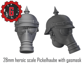 28mm heroic scale gasmask with Pickelhaube in Tan Fine Detail Plastic: Small