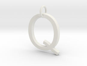 Q Pendant -Makom Jewelry in White Natural Versatile Plastic