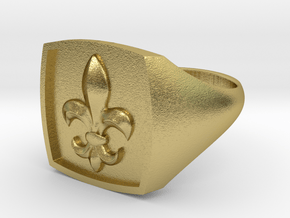 Fleur de Lys - Signet Ring in Natural Brass