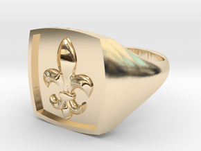 Fleur de Lys - Signet Ring in 14k Gold Plated Brass