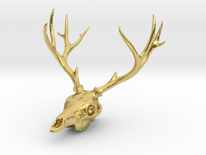 Deer Skull Pendant - 3DKitbash.com in Polished Brass