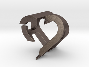 Love Couple Pendant A&F in Polished Bronzed Silver Steel