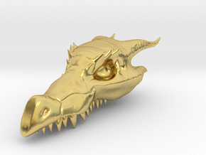 Dragon Skull Pendant - 3DKitbash.com in Polished Brass