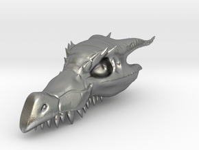 Dragon Skull Pendant - 3DKitbash.com in Natural Silver