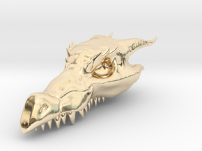Dragon Skull Pendant - 3DKitbash.com in 14k Gold Plated Brass