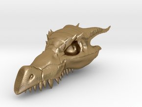 Dragon Skull Pendant - 3DKitbash.com in Polished Gold Steel