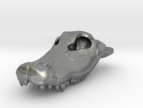 Alligator Skull Pendant - 3DKitbash.com in Natural Silver