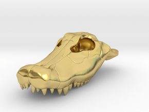 Alligator Skull Pendant - 3DKitbash.com in Polished Brass