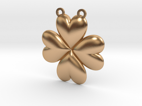 Clover Heart Pendant in Polished Bronze